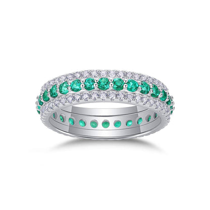 Three-Row Pavé Eternity Ring in Platinum-Plated Sterling Silver