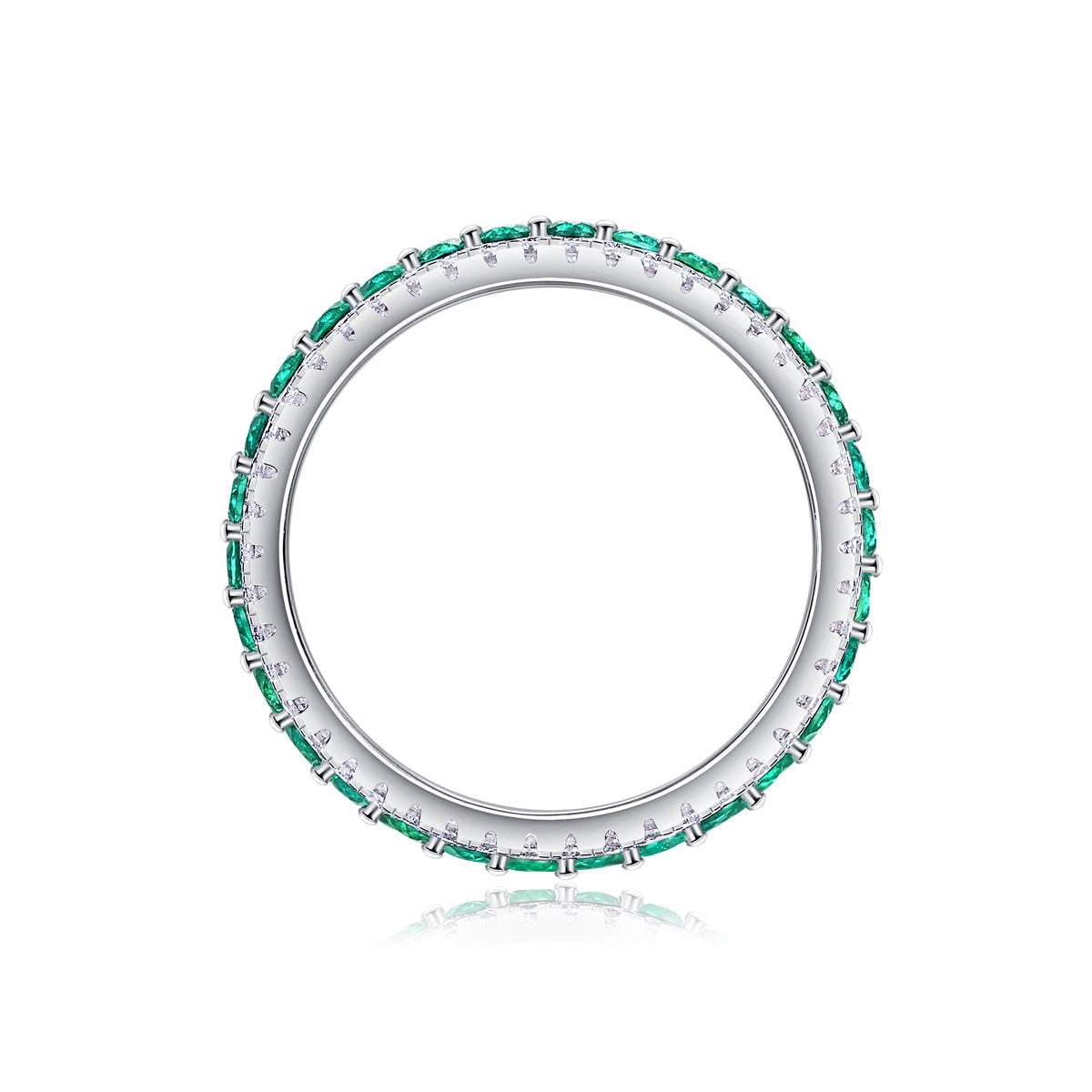 Three-Row Pavé Eternity Ring in Platinum-Plated Sterling Silver